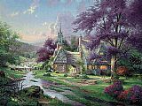 Clocktower cottage by Thomas Kinkade